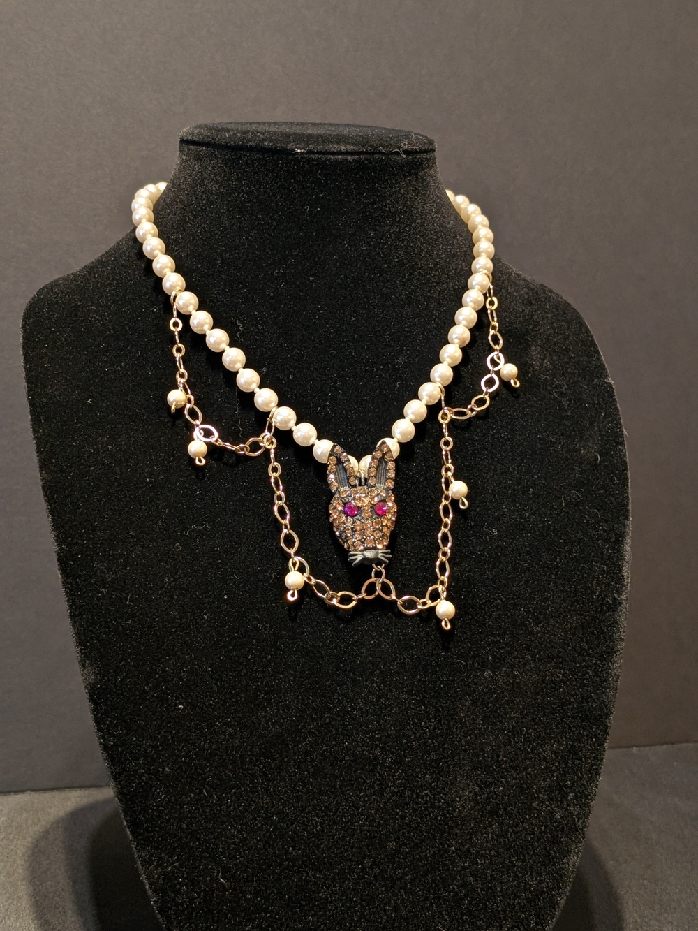 Pearl Gold Bunny Necklace